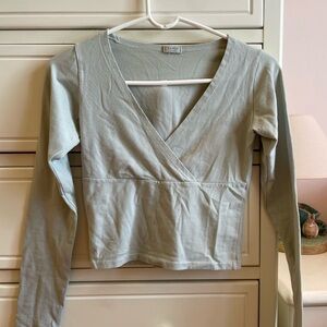 Brandy Melville Light Green Wrap Long Sleeve Top